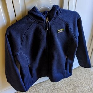 NWT LLBean navy blue hooded fleece lined zippered sweatshirt